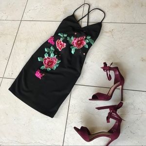 Fashion Nova Rose Embroidered Midi Dress